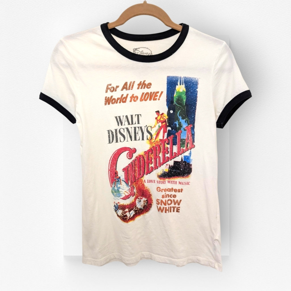 Disney Cinderella Tee Shirt Vintage Movie Poster Print Short Sleeve Medium